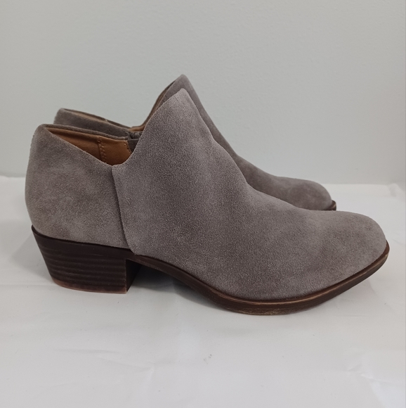 LUCKY BRAND suede ankle boots boots zip-up gray size 7m-(37.1/2) soft leather - Picture 2 of 11